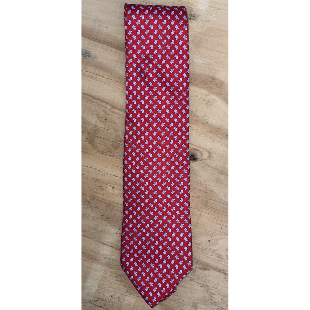 Brooks Brothers Makers Silk Tie Red Blue Floral Print Classic USA